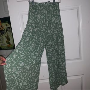 Bottom Part: Flowy green pattern shorts with pants